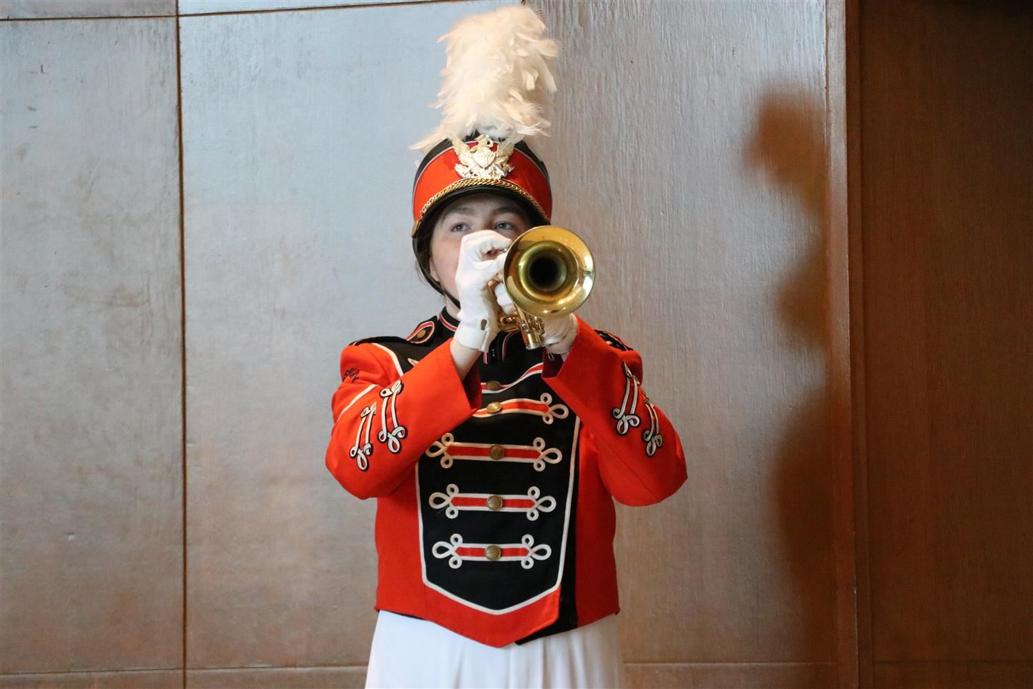 Student playing the trumpet